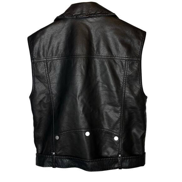 Free People Emilia Vegan Faux Leather Black Moto Vest size Small - Picture 5 of 7